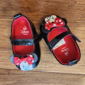 Disney baby Minnie Mouse Black Ballet Flat Baby Girl Shoes size 3-6 months